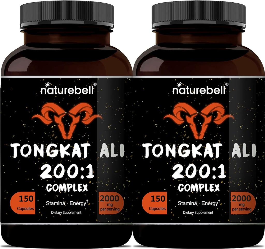 Tongkat Ali 200:1 (Uzunjack) Erkekler için ekstraksiyon, 2000 mg Oda başına 2000 mg, Endonezya Origin, Eurycoma Longifolia | Panax Falun for Energy, Stamina, & Male Health Support (150 Kont)