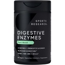 Sports Research Digestive Enzymes with Probiyotiks & Ginger - Plant Based for Dairy, protein, Sugar & Carbs - Non-GMO TY & Vegan Friendly (90 Veggie Capsules)