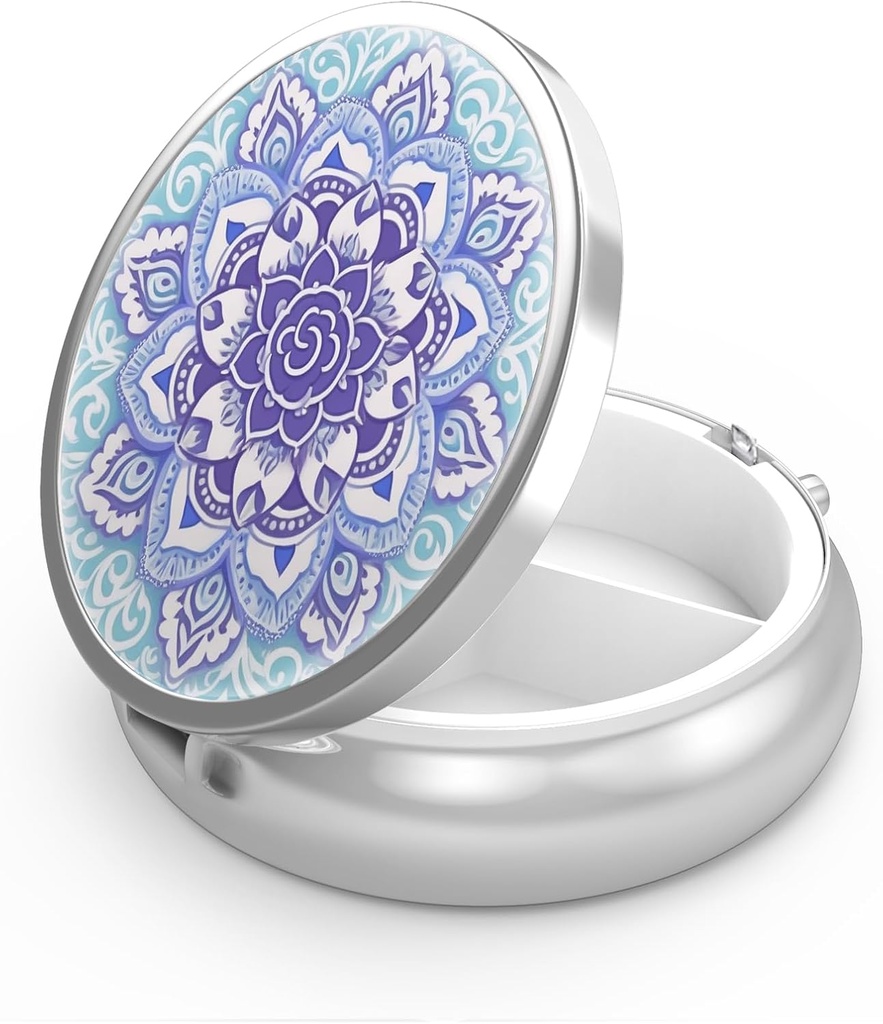 Pill Box 3 Küçük Pill Vakasını Karşılaştırmak, Pocket veya Purse Pill Organize Pill Konteynerleri Vitaminler, İlaçlar, Fish Oil ve Supplements (Mandala Blue)