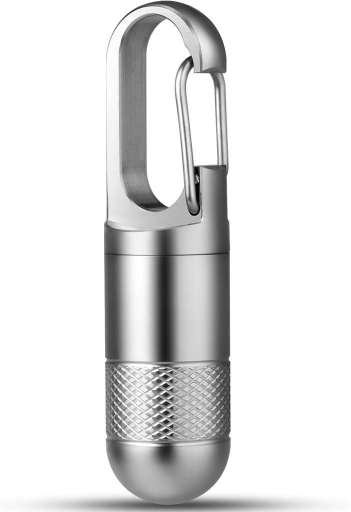 TISUR Titanyum Pill Case, Blackberry Sahibi, Travel Box Konteyner, Portatif Organizer, Su Metal Şişe (Gray, Small - 1.06 Perfect)