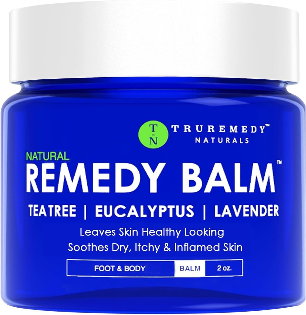 Truremedy Naturals Remedy Balm with Tea Tree Oil, 2 oz - Soothing Moisturizer for Cab Areas - Nourishing Foot and Body Balm with Tea Tree, Lavender, and Eucalyptus