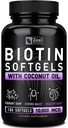 Zeal Biotin 1000006 Organik Buhar Yağı Yumuşakgels ile etiketlendi | Vitamin Biotin Supplement | Kadınlar ve Erkekler için Saç Skin ve Nails Vitaminleri | 6 mo Supply - 180 Gel Capsules