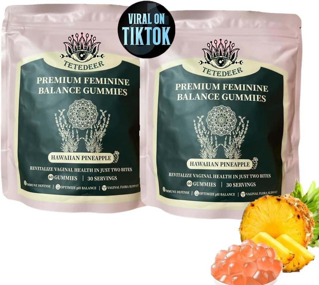 Vital Organic Sourcing Feminine Balance Gummies for Women Health,Premium Feminine Balance Gummies,Improve Immune System, Promotion of Women's Health,Vegan, Gluten-Free, Hawaiian Pineapple Flavor (2)