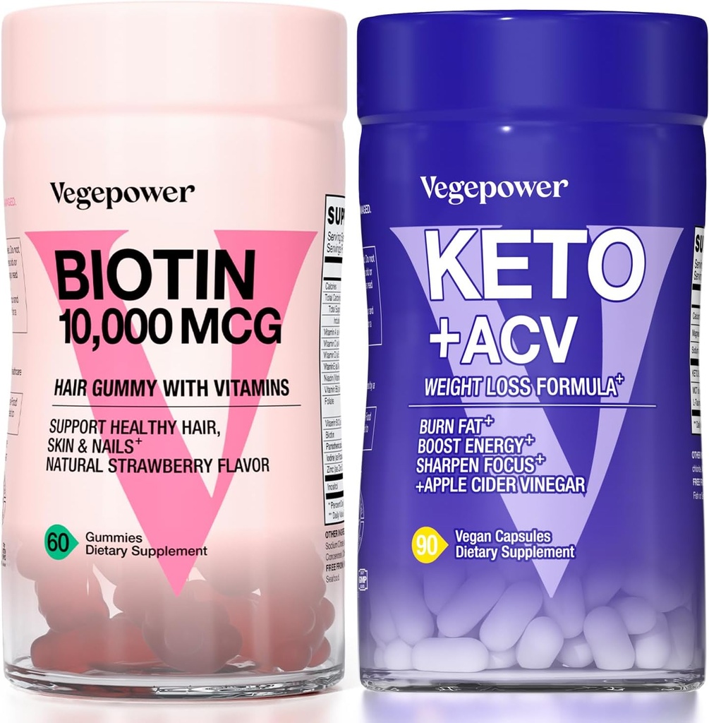 Biotin Saç Büyüme Vitaminleri + Premium Keto Pills | Enerjiyi Ketoz ile Enerji için Sağlıklı Cilt ve Nails & Utilize Şişman, Enerji ve Odak | Non-GMO Vegan Supplements to Support