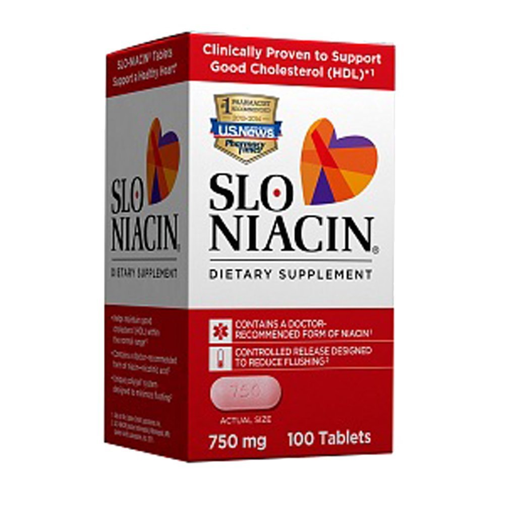 Slo-Niacin Polygel Controlled-Release Niacin, 750 mg, 100 Tablet