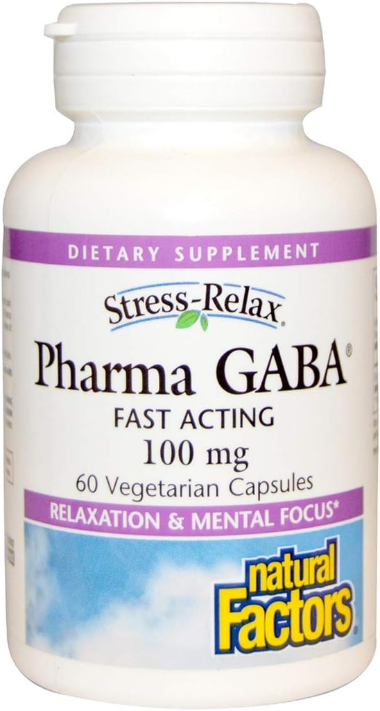 Doğal Faktörler Pharma GABA - Diyet Supplement Supports Calm Sleep & Sleep Quality - Natural, Fast-Working Supplement Aids Focus & Brain Health - 60 Chewable Tabletler (30 Hizmetler)