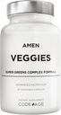Amen Veggies, Daily Veggies Vitaminleri Tamam, Sebzeler Vegan Sac & Whole-Food Raw Greens Multivitamin Capsules, Mushroom Kompleksi, Superfood, Minerals, Green Sebze Nutrients, Non-GMO, 90 ct