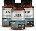 Peak Workout Formula - Refuel Motivasyon ve Egzersiz Çıkışı | Pre-Workout and Recovery Supplement One ATP, Boswellia, Ashwagandha, Green Tea Extract & Piperine (60 Capsules)