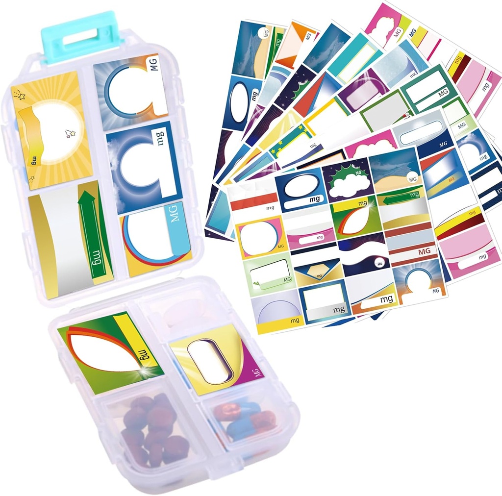 1Pack Travel Pill Organizer - 10 Karşılaştırma Pill Case, Compact ve Portre Pill Box, On-The-Go Storage, Pillrec for Purse (White with 156 Manuals)