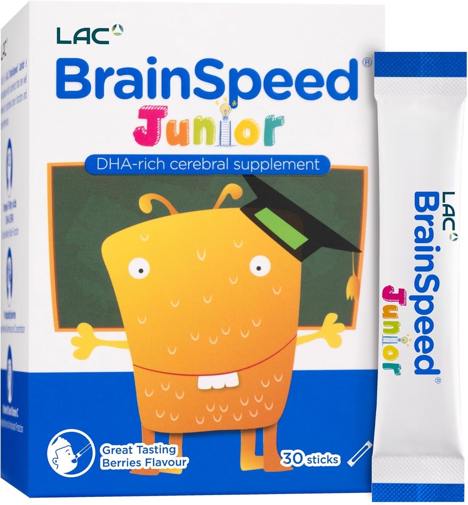 LAC Junior BrainSpeed | Gelişmiş Beyin Beslenmesi | Beyin Gelişimi için, Geliştirilmiş Focus & Öğrenme (1g x 30sticks)