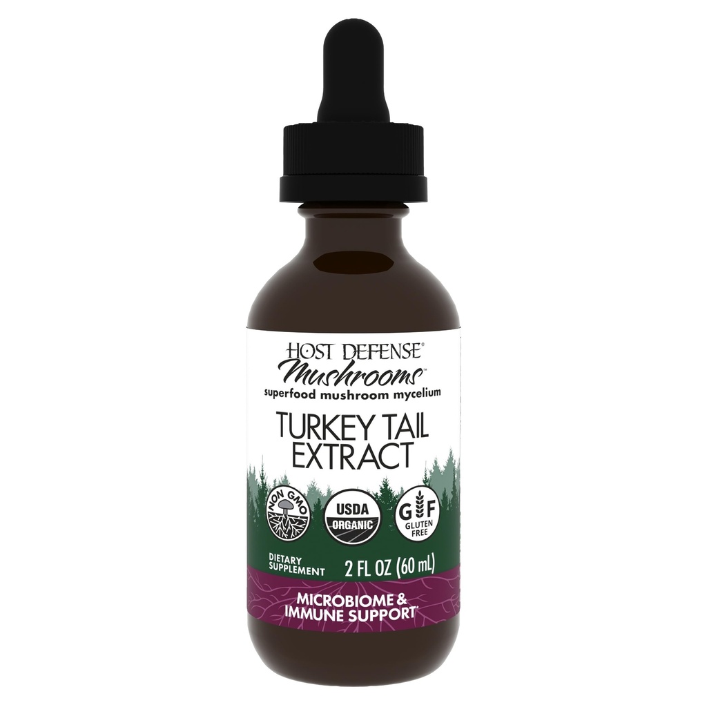Host Defense Turkey Tail Extract - Digestive Health & Immune Response Support Supplement - Gastrointestinal & Gut Microbiome Support - 2 fl oz (60 Hizmetler)*