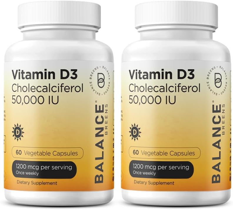 Dengeli Vitamin D3 50,000 IU, 60 Veggie Capsules - Yüksek Potency, Supports Immune & Bone Health - Weekly Once (Pack of 2)