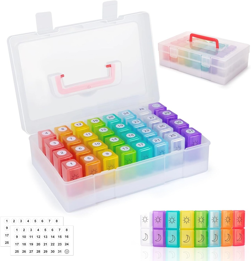 Aylık Pill Organizer 2 Times a Day,30 Day Pill Organizer 2 Times a Day,Pill Box and Organizer 2 Times a Day with Travel Case,Moth Pill Box Am Pm Ay Pill Box Organizer with 32 Daily Karşılaştırma
