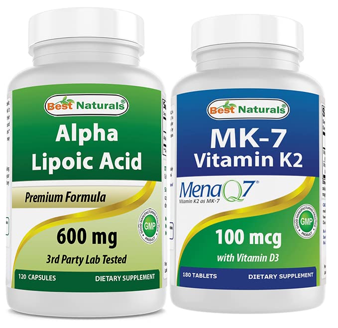 En İyi Doğallar Alpha Lipoic Acid 600 mg & Vitamin K2 (MK7) D3 ile