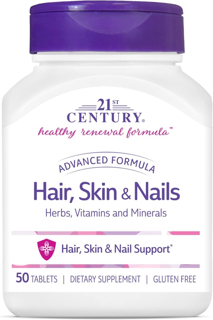 21. Yüzyıl Saçları, Skin ve Nails Gelişmiş Formula Caplets, 50 Kont