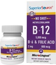 Üstün Kaynak No Shot Vitamin B12 Torchcobalamin (5000 mcg), B6, Folic Acid, Quick Dissolve Sublingual Tabletler, 60 Ct, Enerjiyi artırmak, Sağlıklı Kalp, Metabolism, Stres Desteği, Non-GMO