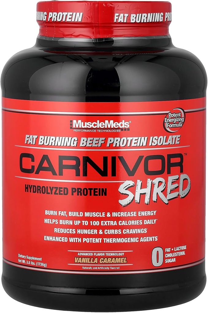MuscleMeds Carnivor Ked Fat Yanan Hidrolized Beef Protein Isolate, 0 Lactose, 0 Sugar, 0 Fat, Halal sertifikalı, Vanilla Caramel, 4 Pound, 56 Hizmetler