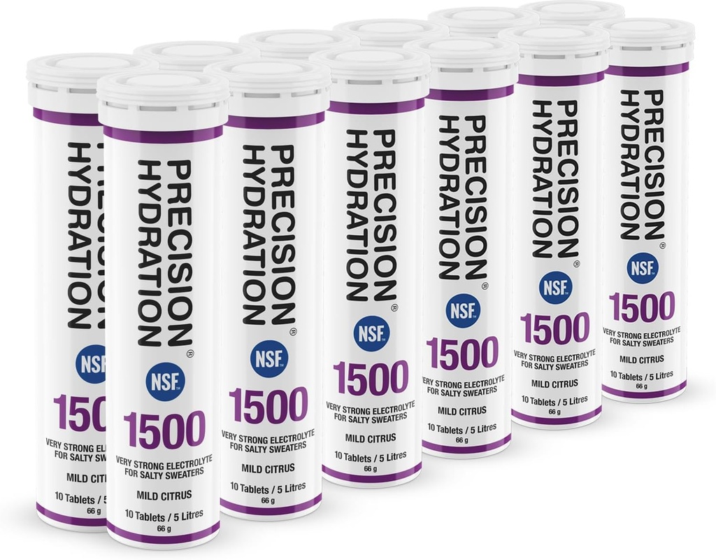 Precision Hydration Electrolyte Drink - Multi Strength Effervescent Hydration Tablets - Combats Cramp - Low Calorie, Gluten Free, Vegan/Vegetarian Friendly (12 Tubes, 1500mg/L - Purple Tube)