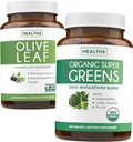 Olive Leaf Extract & Organic Super Greens (4-Month Supply) Saf Plant Power Sche of Olive Leaf Extract (120 Capsules) Super Strength & Organic Super Greens (180 Tabets) Organik Superfood