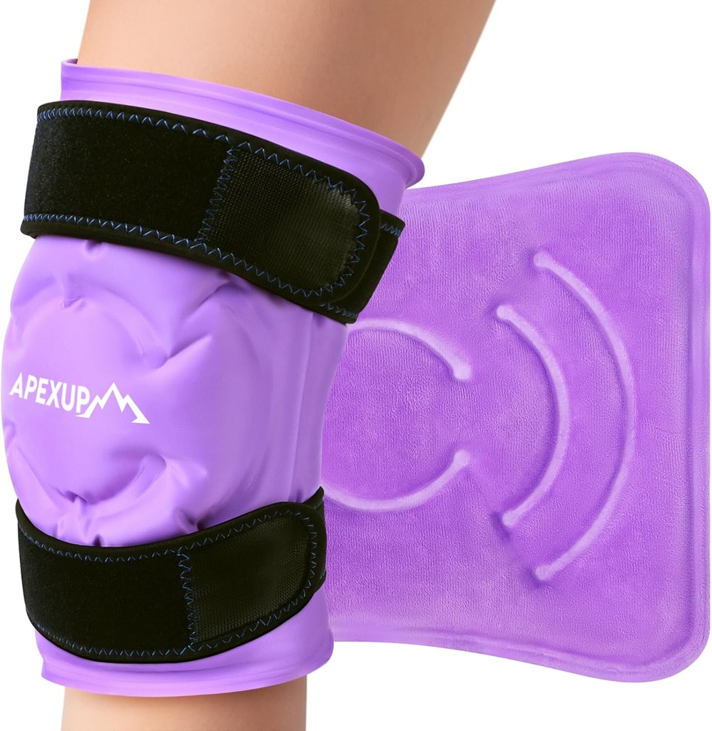 APEXUP Buz Paketi Diz Ağrısı Yardımı için, Büyük Reusable Bravo After Surgery, Flex Gel Cold Pack for Injuries, Pain Relief, Ankle and Leg (Purple, L 1PK)