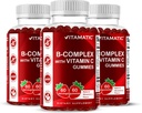 Vitamin C & Inositol ile Vitamatic Vitamin B Kompleks Gummies - Natural Strawberry Flavor - 60 Gummies (3 Şişe)