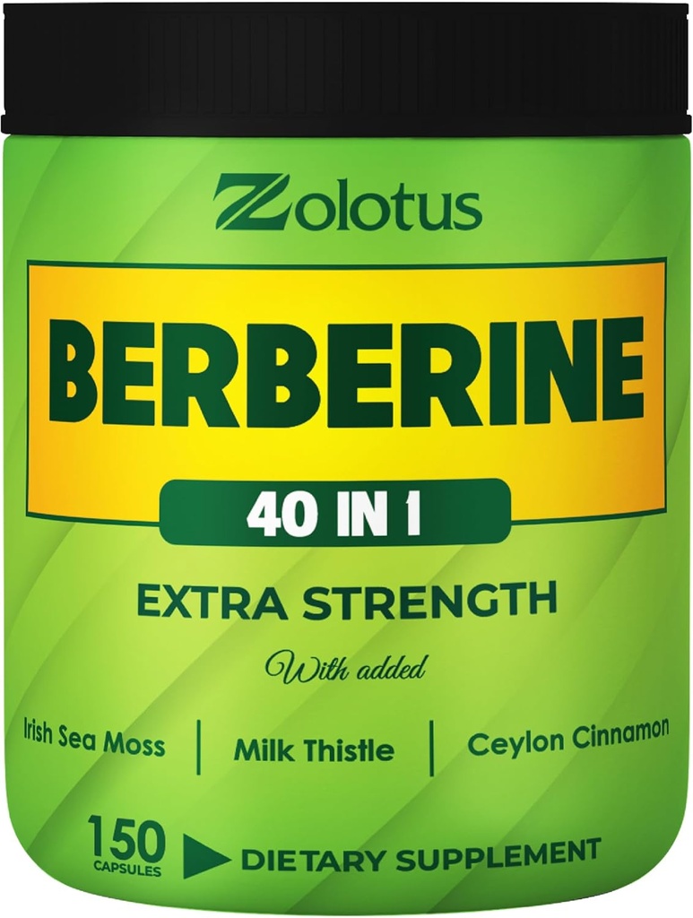 Zolotus Berberine Συμπλήρωμα 40 σε 1, με Sea Moss, Cinnamon, Milk Thistle, Apple Cider Vinegar, Quercetin για την πέψη, ανοσοποιητικό σύστημα & Heart Health
