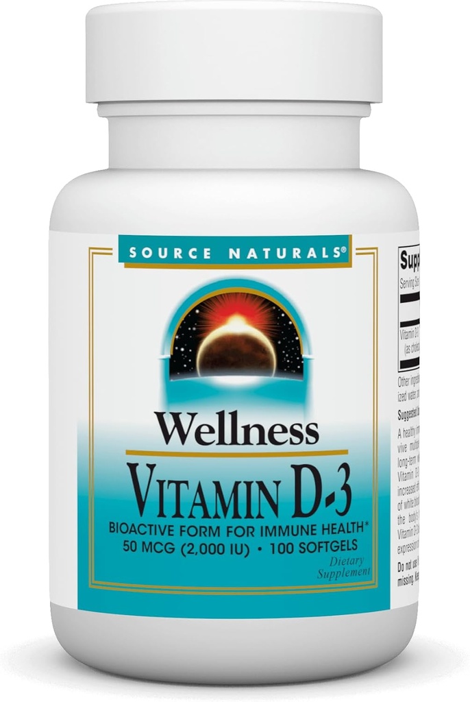 Πηγή Naturals Wellness Βιταμίνη D-3, Βιοενεργή μορφή για την ανοσοποιητική υγεία