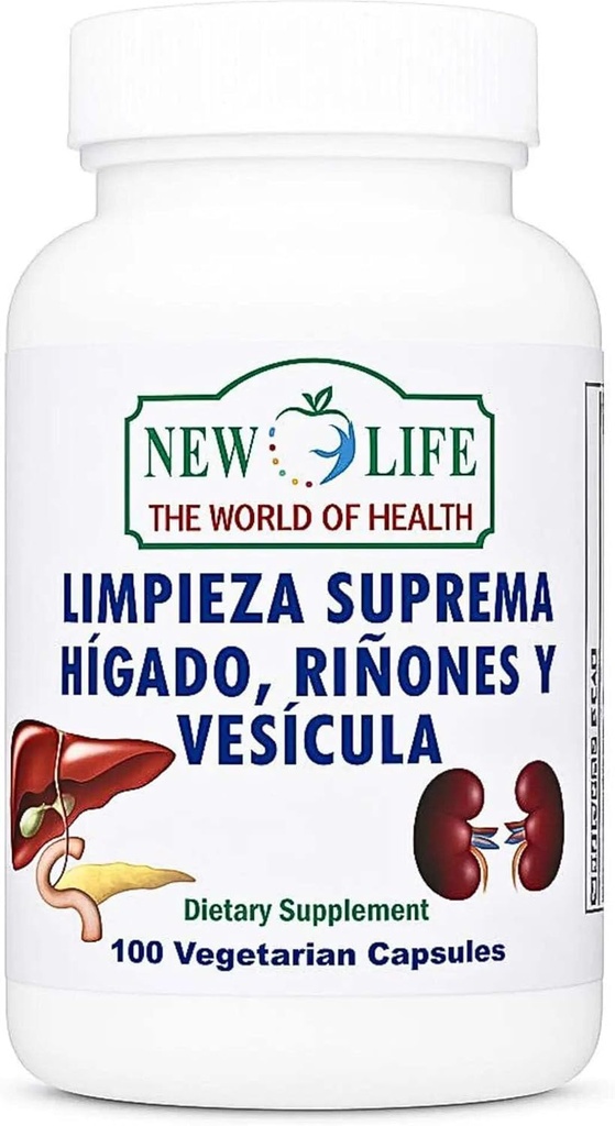 Νέα ζωή Limpieza Suprema Hígado Riñones y Vesicula, υγιές συκώτι, ρίζα δαντελίων, εκχύλισμα γαϊδουράγκαθου γάλακτος, 100 κάψουλες