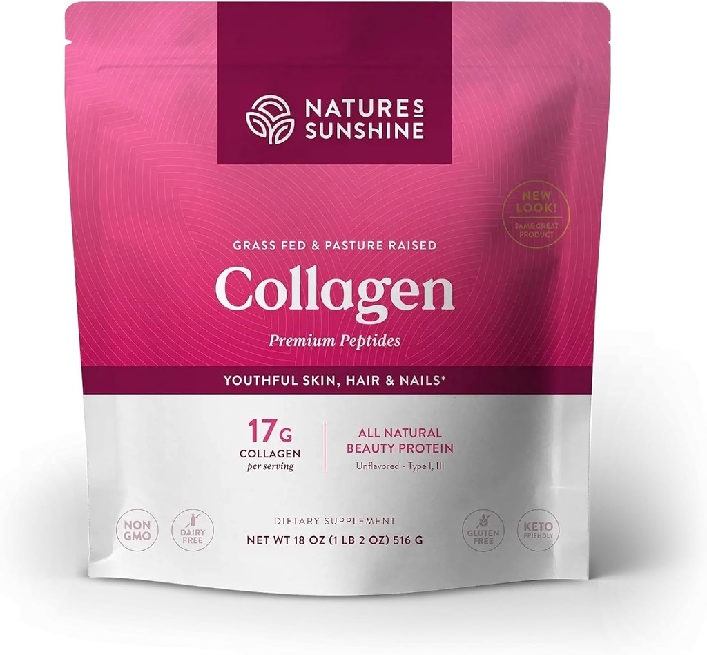 Φύσης Sunshine Collagen σκόνη τύπου I και III χόρτο Fed and Pasture Αύξηση Premium Bovine Collagen Peptides 18 Οζ