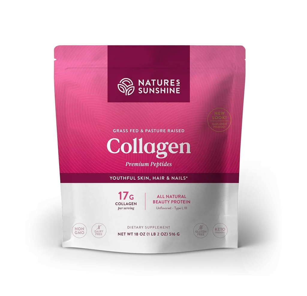Nature's Sunshine Collagen Toz Türü I ve III Grass Fed ve Pasture Yükseltilmiş Premium Bovine Collagen Oz 18 Oz