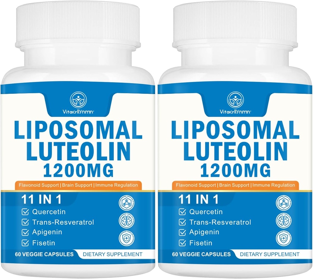 1200MG Liposomal Luteolin Supplement - Μέγιστη Απορρόφηση, Αντιοξειδωτική Ενίσχυση για το Εγκέφαλο 120 Κάψουλες