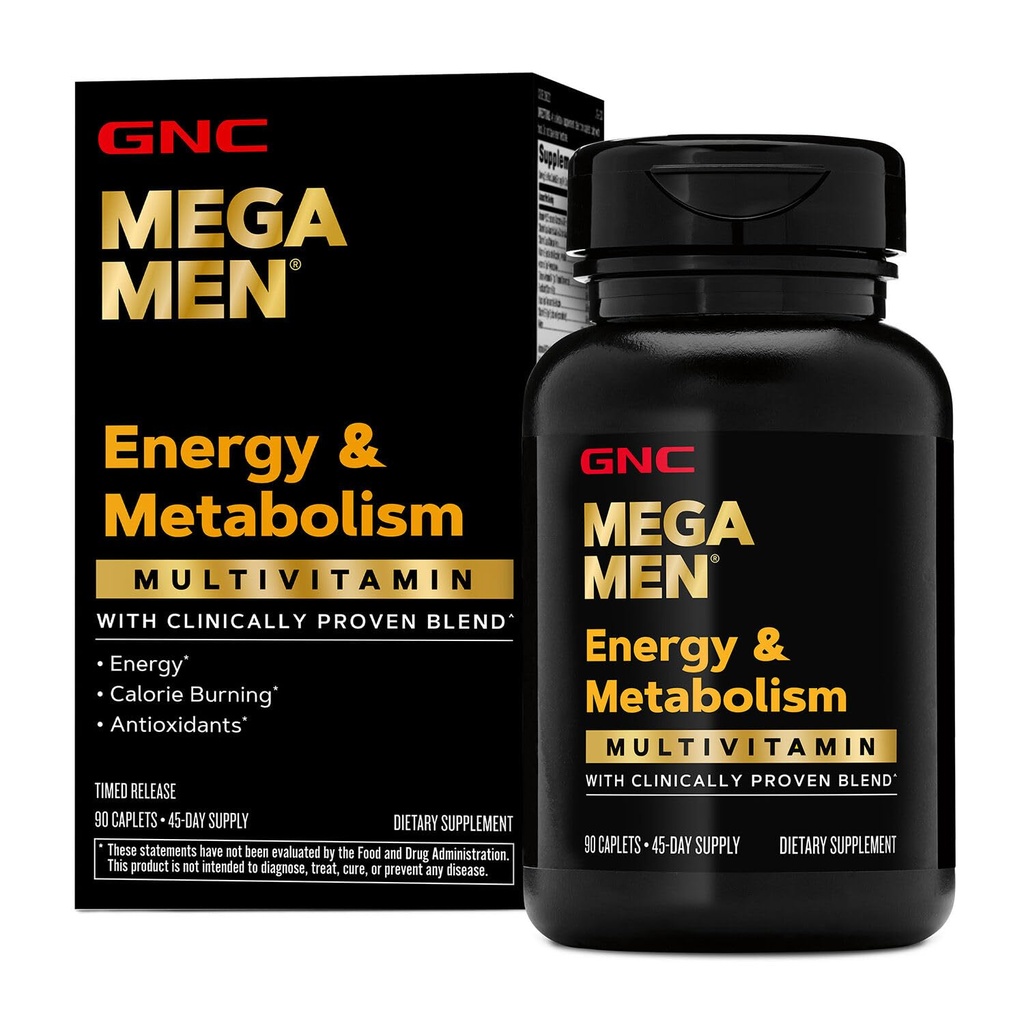 GNC Mega Men Multivitamin Caplets, Klinik olarak Daha İyi Hissetmek için Kanıtlandı, Immune Support, Energy Support, Antioksis, B Vitaminleri, D-3, Timed Bülteni, 90 sayı, 45 günlük tedarik