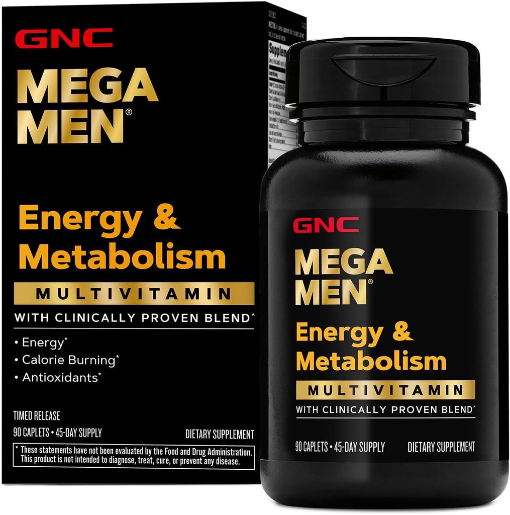 GNC Mega Men Multivitamin Caplets, Klinik olarak Daha İyi Hissetmek için Kanıtlandı, Immune Support, Energy Support, Antioksis, B Vitaminleri, D-3, Timed Bülteni, 90 sayı, 45 günlük tedarik