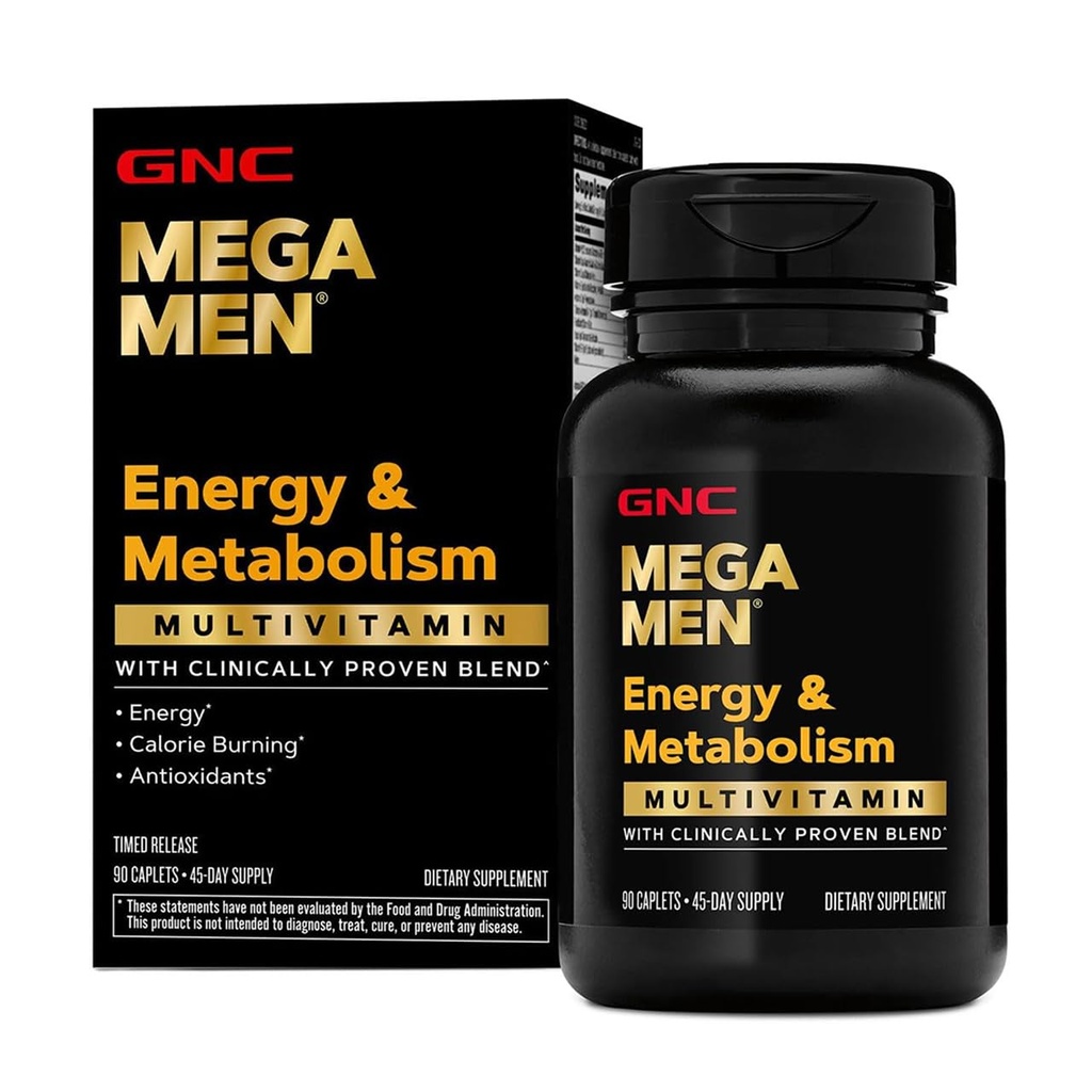 GNC Mega Men Multivitamin Caplets, Klinik olarak Daha İyi Hissetmek için Kanıtlandı, Immune Support, Energy Support, Antioksis, B Vitaminleri, D-3, Timed Bülteni, 90 sayı, 45 günlük tedarik