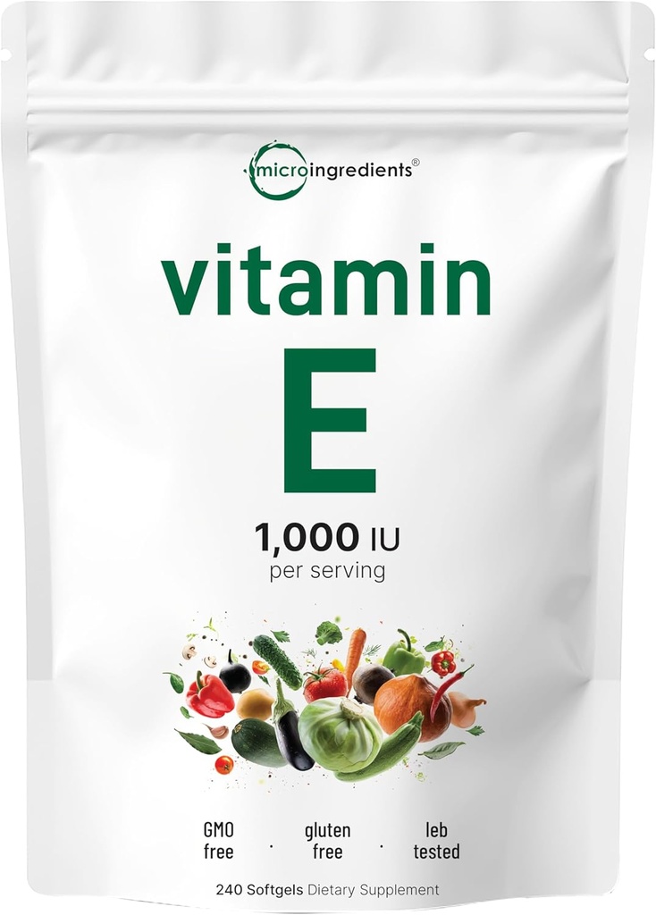 Mikro Malzemeler E 1000IU, 240 Softgels | Saf Vitamin E Petrol Pilleri | Skin, Face, Heart, & Immune Health | Non-GMO, Gluten Free