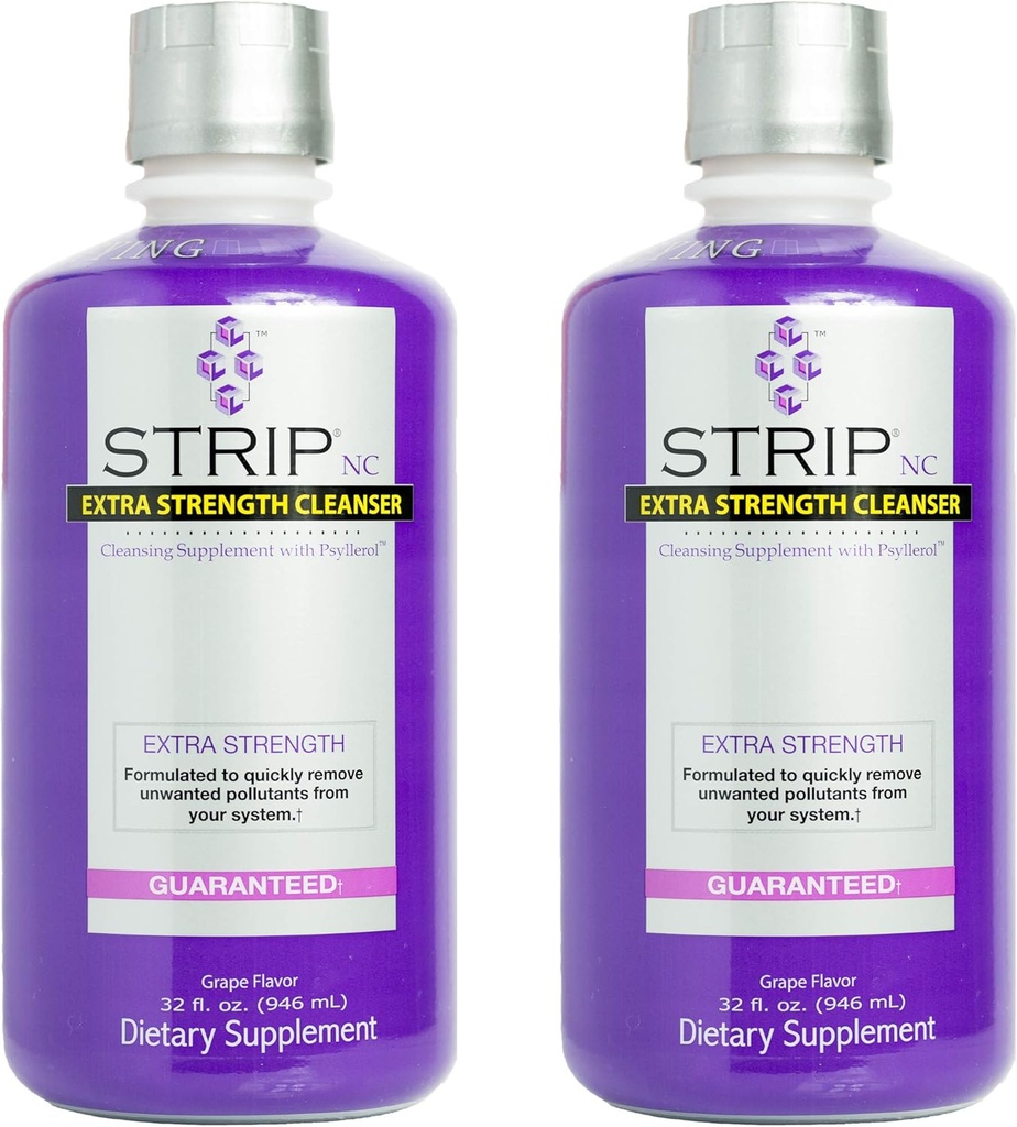 Wellgenix Strip NC Herbal Cleanse Detox Drink, Fast-Active Body Detox, 32 Fl Oz, Premium Αποτοξινωτικό για την γρήγορη αφαίρεση τοξινών Flush, Extreme Cleanse Detox, Grape Flavor Liquid Formula (Pack of 2)