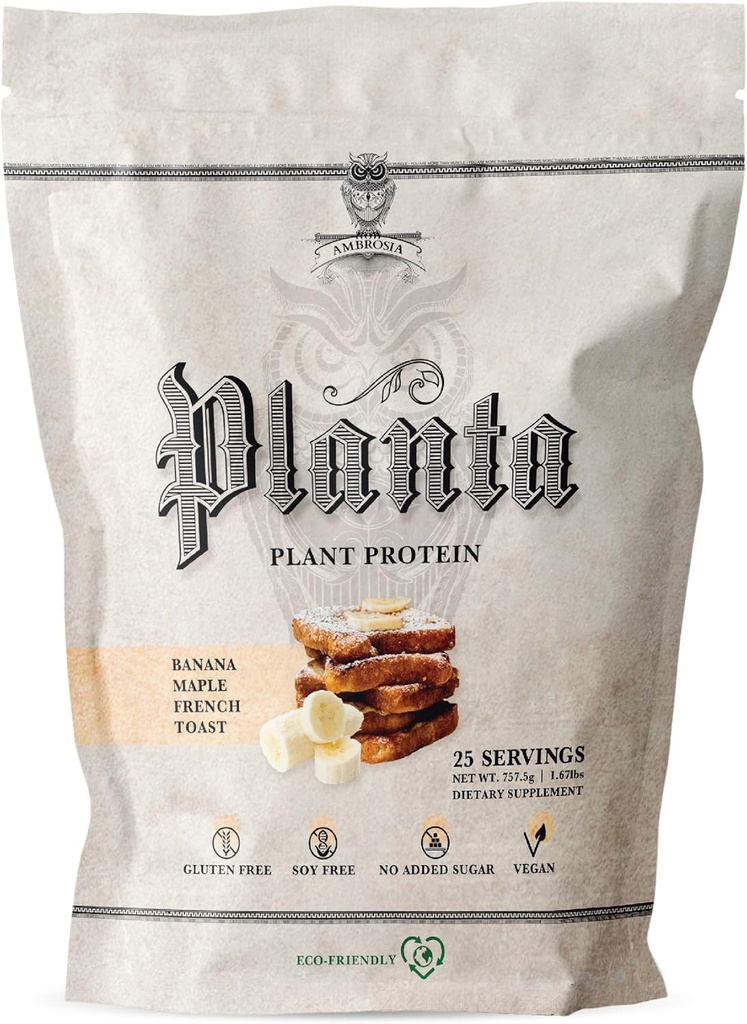 Ambrosia Planta - Premium Plant-Based Protein | Vegan & Keto Friendly | Gourmet Flavors with No Bloating or Stomach Upset | Gluten & Soy Free | No Added Sugar | 25 Servings | Banana Maple