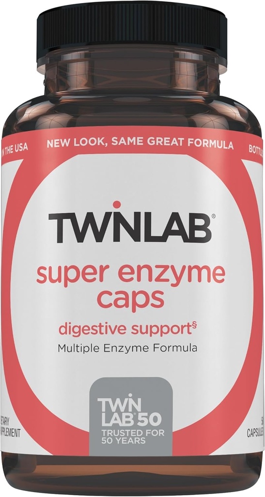 Twinlab Super Enzyme Caps - Συμπλήρωμα δυσκοιλιότητας με Digestive Enzymes - 50 Κάψουλες