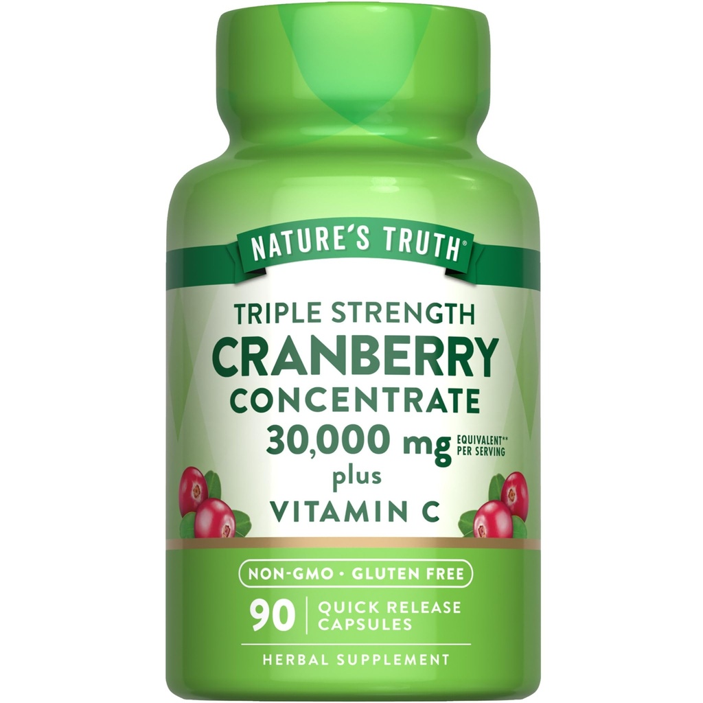 Nature's Truth Cranberry Templs 30.000mg | Plus Vitamin C | Triple Strength Support Capsules | Non-GMO & Gluten Free Supplement Supplement