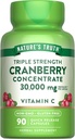 Nature's Truth Cranberry Templs 30.000mg | Plus Vitamin C | Triple Strength Support Capsules | Non-GMO & Gluten Free Supplement Supplement