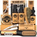 Γυμνά Straightener Grooming Kit για τους άνδρες, Γυμνή Κιτ Ανάπτυξης, Πλύσιμο, Βούρτσα & Comb, Αρωματισμένο Έλαιο Ανάπτυξης, Όλα τα φυσικά Τσάνελ Balm, Conditioner, Ξυράφι & Ψαλίδι, Μεγάλη Ιδέα Δώρο για τους άνδρες (Bamboo)