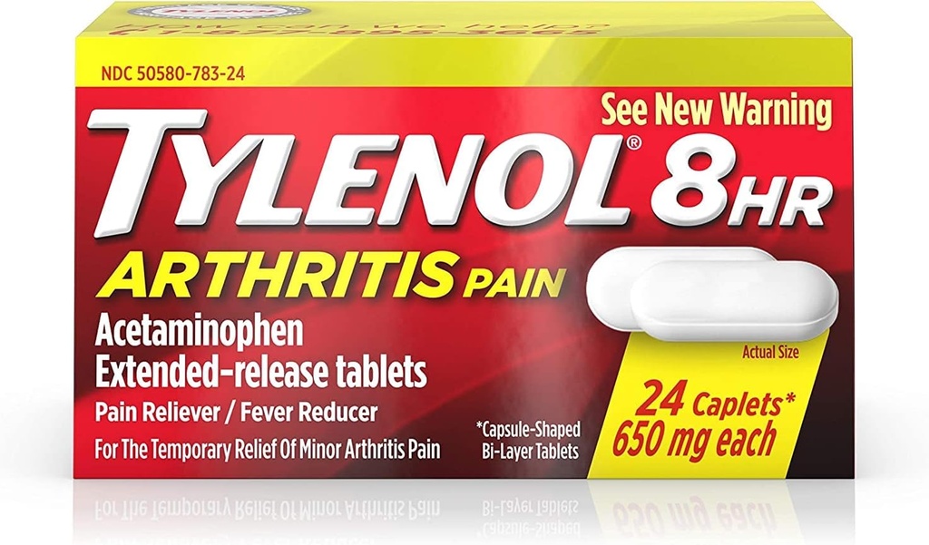 Tylenol 8 Hour Arthritis Pain Relief - Acetominophen Extended-Release Tabletleri, Pain Reliever / Ateş Tanımları, 24 Caplets, 650 Pergrams each (2-Pack)