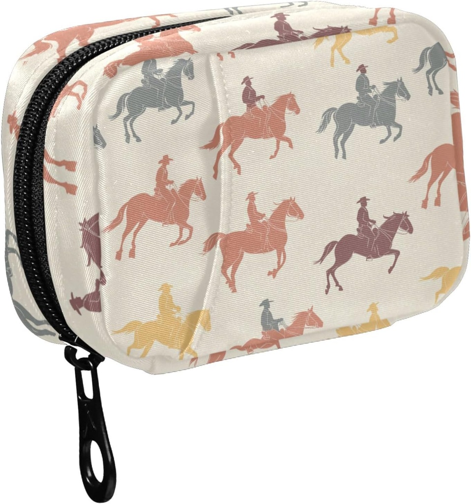 Fustylead Πολύχρωμο Cowboy Ιππασία Horse Hipl Organizer για την τσάντα, Weekly Portable Pill Box με Zipper στην αποθήκευση Βιταμίνες Fish Oils Συμπληρώματα