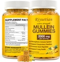 Mullein Gummies, 2000 mg Organik Mullein Leaf Extract for Clear Lungs, Boost Respiratory & Digestive, Immune Branson for Yetişkinler & Kids, Anti-GMO, 60 Gummies