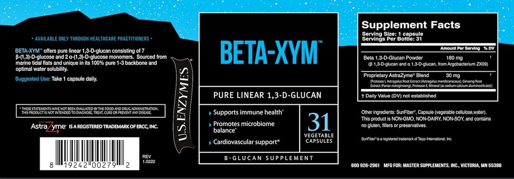 USAEnzymes U.S. Enzymes BETA-XYM 31 Sebze Kapsülleri. Kalp Sağlığı, Kolon Sağlığı ve Bowel Normalliği 31 Kont olarak Destekler (Tüzük 1)