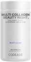 Codeage Multi Collage Protein Night - Μελατονίνη, Μαγνήσιο Διγλυκινικό, 5-HTP, L-Θεανίνη, Αγγλικό Λουλούδι Λεβάντα, Βρώμος των οστών - Βιταμίνες - Συμπλήρωμα - Χάπια Ύπνου - Μη ΓΤΟ - 150 Κάψουλες