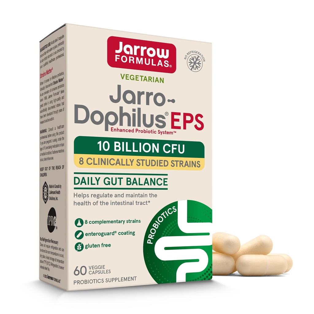 Jarrow Formulas Jarro Dophilus Probiotics 10 Δισεκατομμύρια CFU - Probiotic Supplement Capses for Digestive Health & Gut Health for Women and Men, 60 κάψουλες Veggie, Μέχρι 30 ημέρες, Ράφι σταθερό