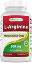 Best Naturals L-αργινίνη 500mg 250 κάψουλες - Φαρμακευτική L Arginine συμπλήρωμα προωθεί τη σύνθεση μονοξειδίου του αζώτου