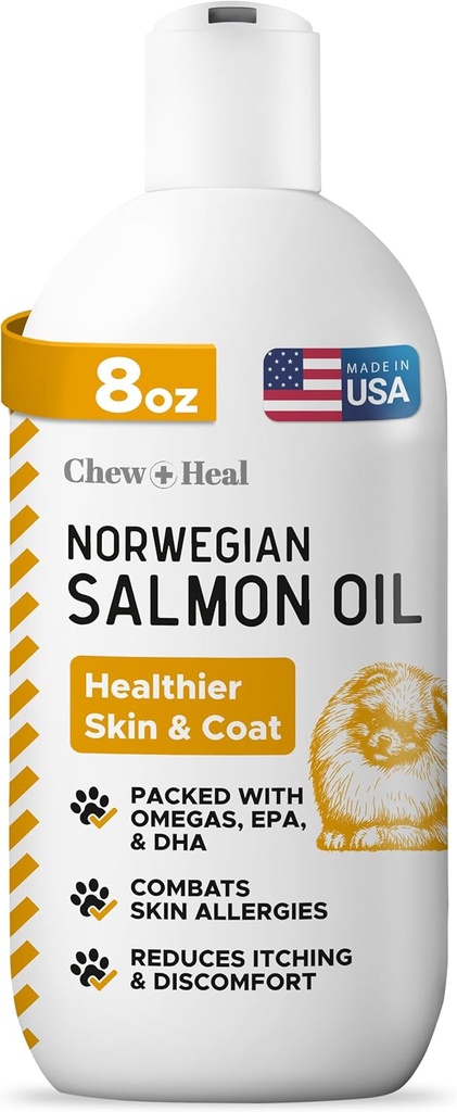 Köpekler için Salmon Yağı - Cilt ve Ön Sağlık için Premium Balık Yağı - Omega 3 Supplement - Supports Itchy Skin - 8 oz Liquid - Norveç Köpek Salmon Oil - Temel Köpek Tamamı