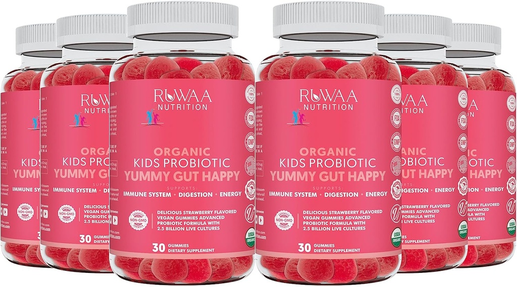 Digestive Health için Günlük Probiyotikler. Çocuklar için Organik Probiyotik Gummies Digestion Supplement, Stomach Discomfort. Chewable Children's Probiyotiks, Kids Probiyotik Prebiyotik Gummies, Vegan 120ct (6)